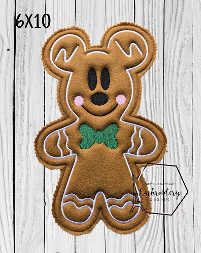 Mr Mouse Gingerbread Paper Towel Embroidery Design - 6x10